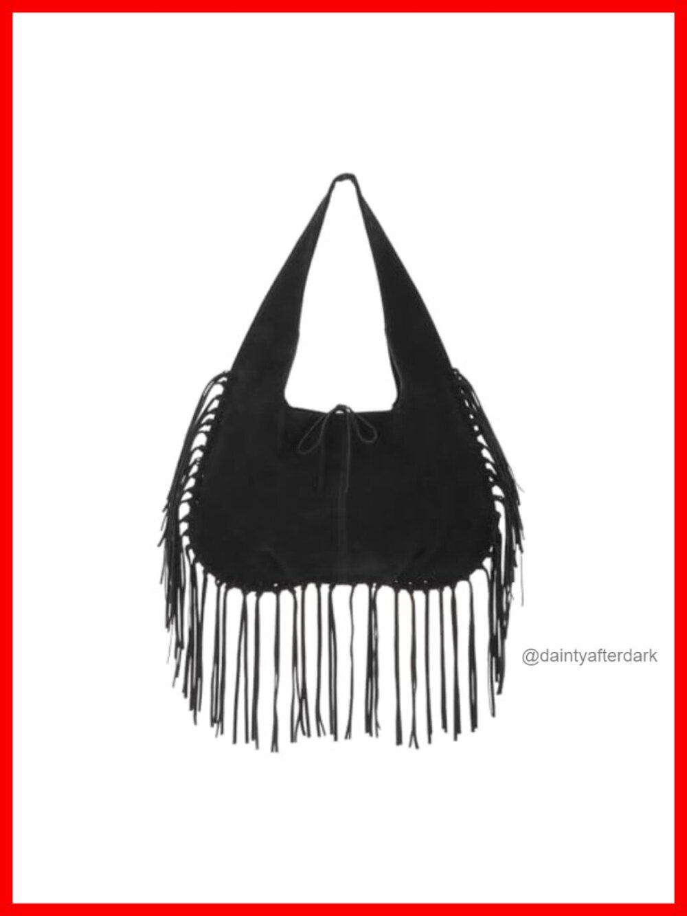 Vintage Fringe Shoulder Bag Vegan Faux Suede Tassel Hobo Purse